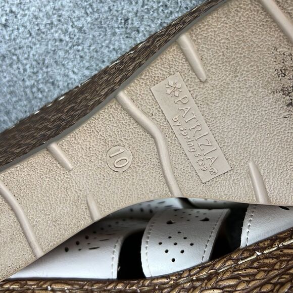 Patrizia By Spring Step Faux White Leather Wedge Sandals Shoes Size 10 - Picture 7 of 7